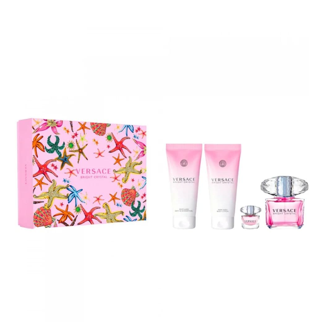 COFFRET VERSACE BRIGHT CRYSTAL EAU DE TOILETTE WOMEN 90ML + BL100ML + SG100ML + MINI5ML