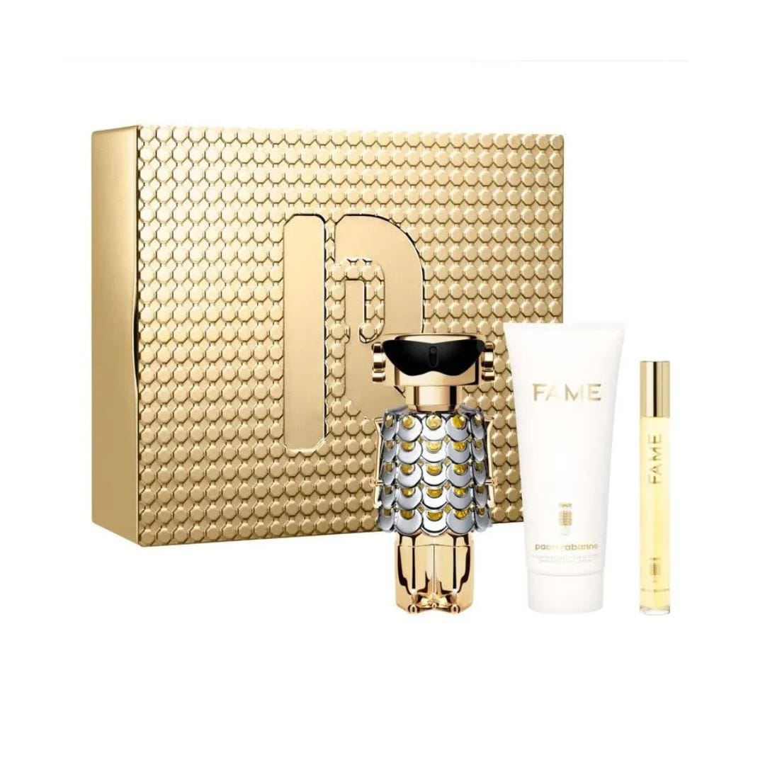 KIT RABANNE FAME 1 EAU DE PARFUM 50 ML 1 LOTION PARFUMEE POUR LE CORPS 75 ML 1 VAPORISATEUR VOYAGE 10 ML – imagem 2